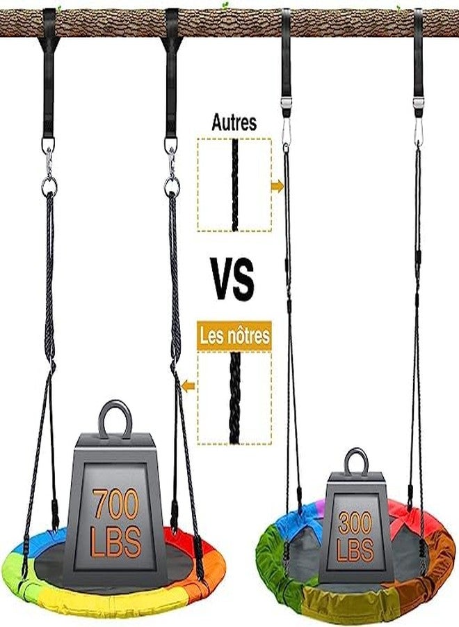 FEELING MALL Tree Swing, Large Rope Swing with Children Swing Platform Bonus Carabiner for Hanging Rope Outdoor Flying Saucer (Rainbow, 40" Inch) - Image 2